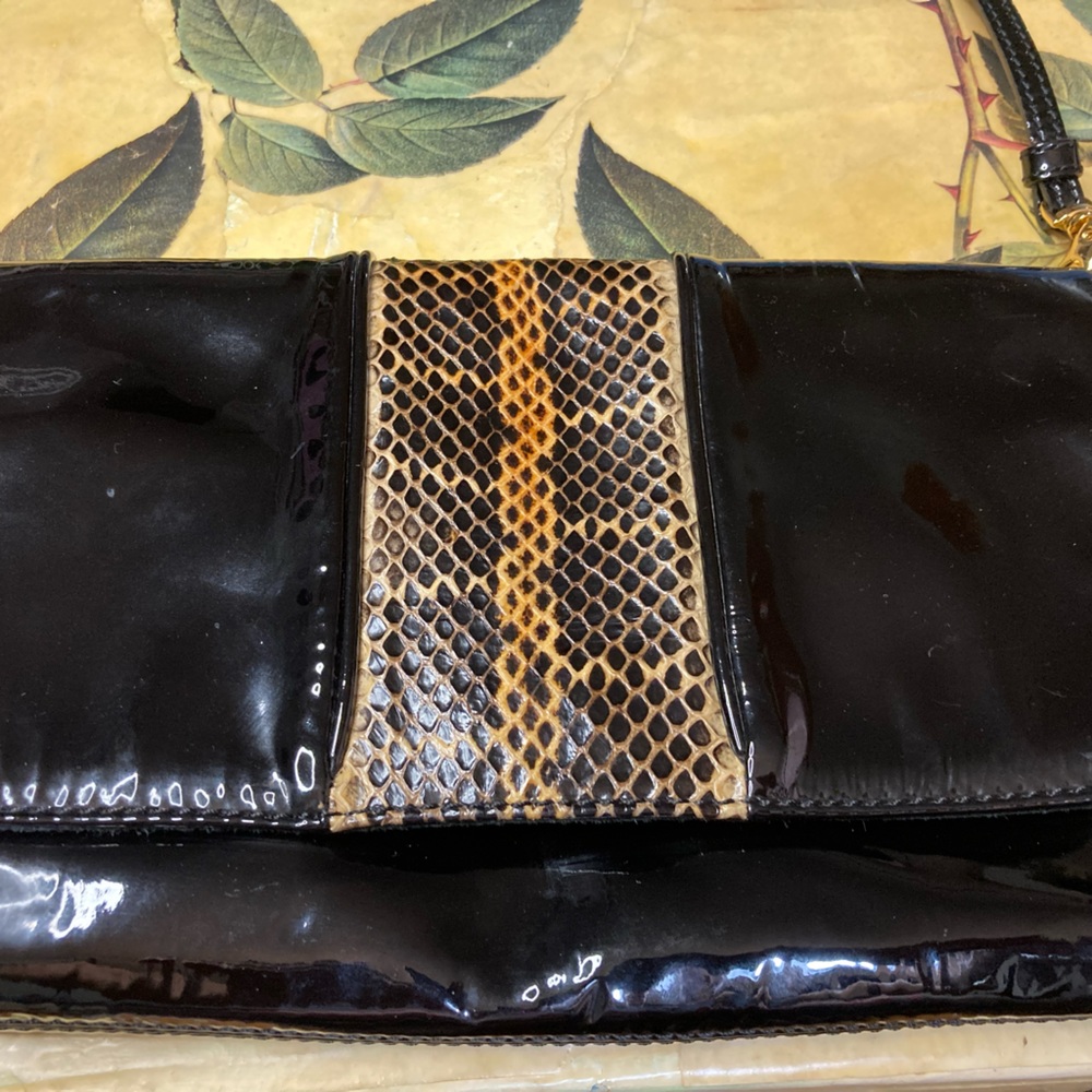 Johnston & Murphy Black Shoulder Bag Snakeskin